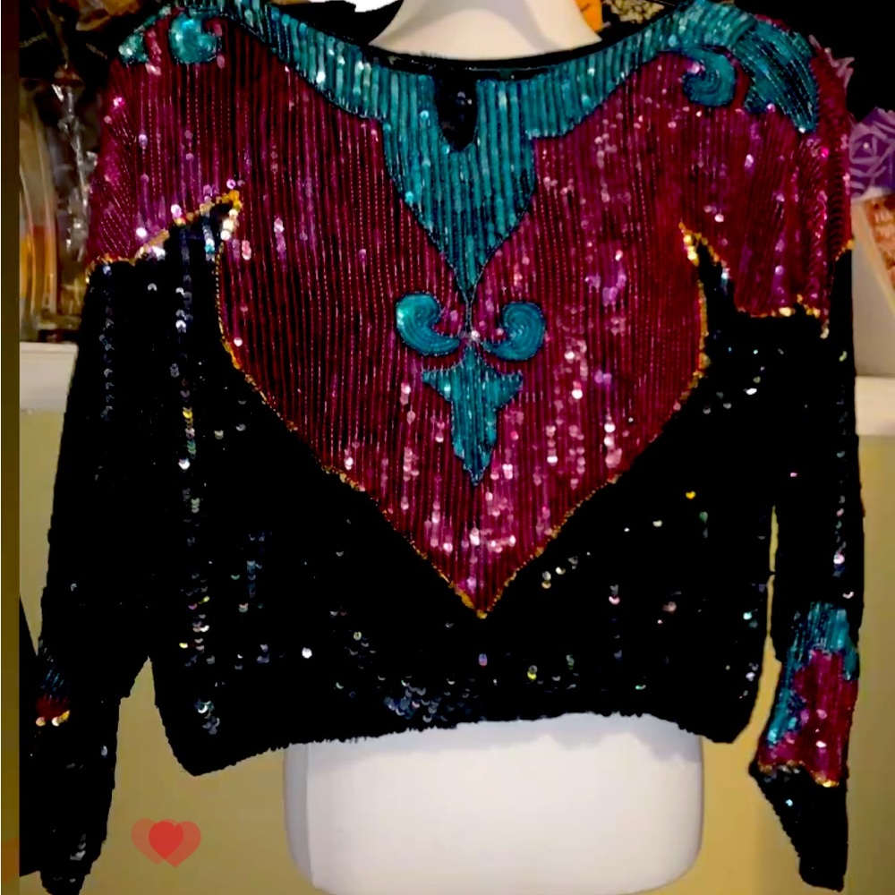 🍒 Vintage Sequin top🍒 - Picture 1 of 2